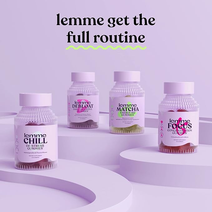 Lemme Chill Stress Relief Gummies with 300mg KSM-66 Ashwagandha, Lemon Balm, Passionflower & Goji to Support Relaxation, Healthy Cortisol & Sleep - Gluten-Free, Non-GMO, Mixed Berry (60 Count) - Bloomnest