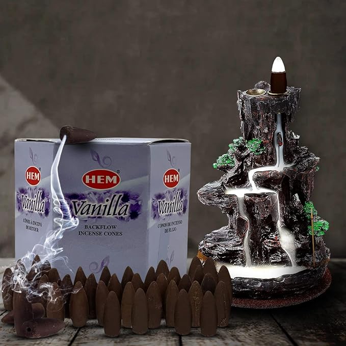 Vanilla Backflow Incense Cones for Waterfall Aromatic Smoke Fountain Haze Falls - Bloomnest