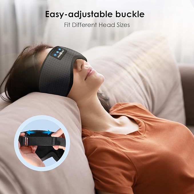 MUSICOZY Sleep Headphones Bluetooth 5.4 Breathable Sleeping Headphones Sleep Mask, Wireless Eye Mask Sleep Earbuds for Side Sleepers Men Women Office Travel Cool Tech Gadgets Gift - Bloomnest