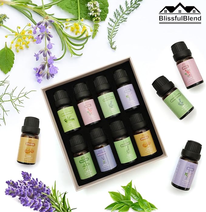 8 Pcs Pure Essential Oils for Diffusers for Home Care, Skin Care, Candle Making-Peppermint, Lavender, Eucalyptus,10 ML Essential Oils Gift Set, Christmas Birthday Present - Bloomnest
