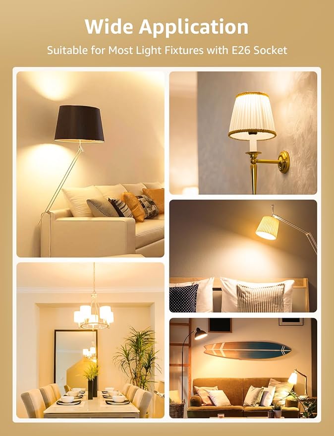 Lepro Dimmable LED Light Bulbs 100 Watt Equivalent, 14W 1500LM Soft Warm White 2700K, A19 E26 Standard Medium Base, UL FCC Listed, 15000 Hour Lifetime, 6 Packs - Bloomnest