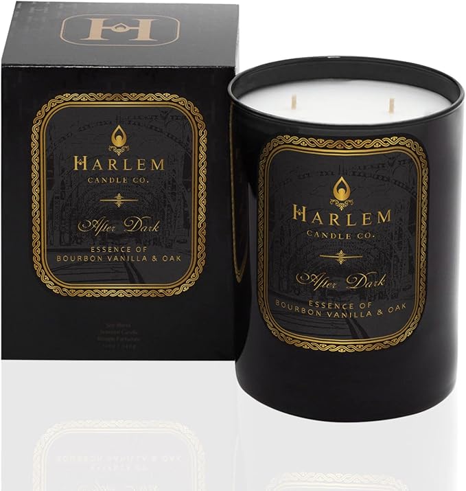 HARLEM CANDLE CO. After Dark - Luxury Scented Soy Candle, 11 oz - 80-Hour Burn Time | Bergamot, Saffron, Bourbon Vanilla, Oak | Scented Candles for Home - Bloomnest