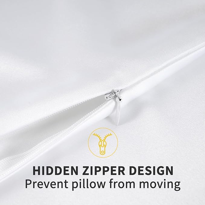 ZIMASILK 100% Pure Mulberry Silk Pillowcase for Hair and Skin Health,Soft and Smooth,Both Sides Premium Grade 6A Silk,600 Thread Count,with Hidden Zipper,1pc (King 20''x40'', White) - Bloomnest