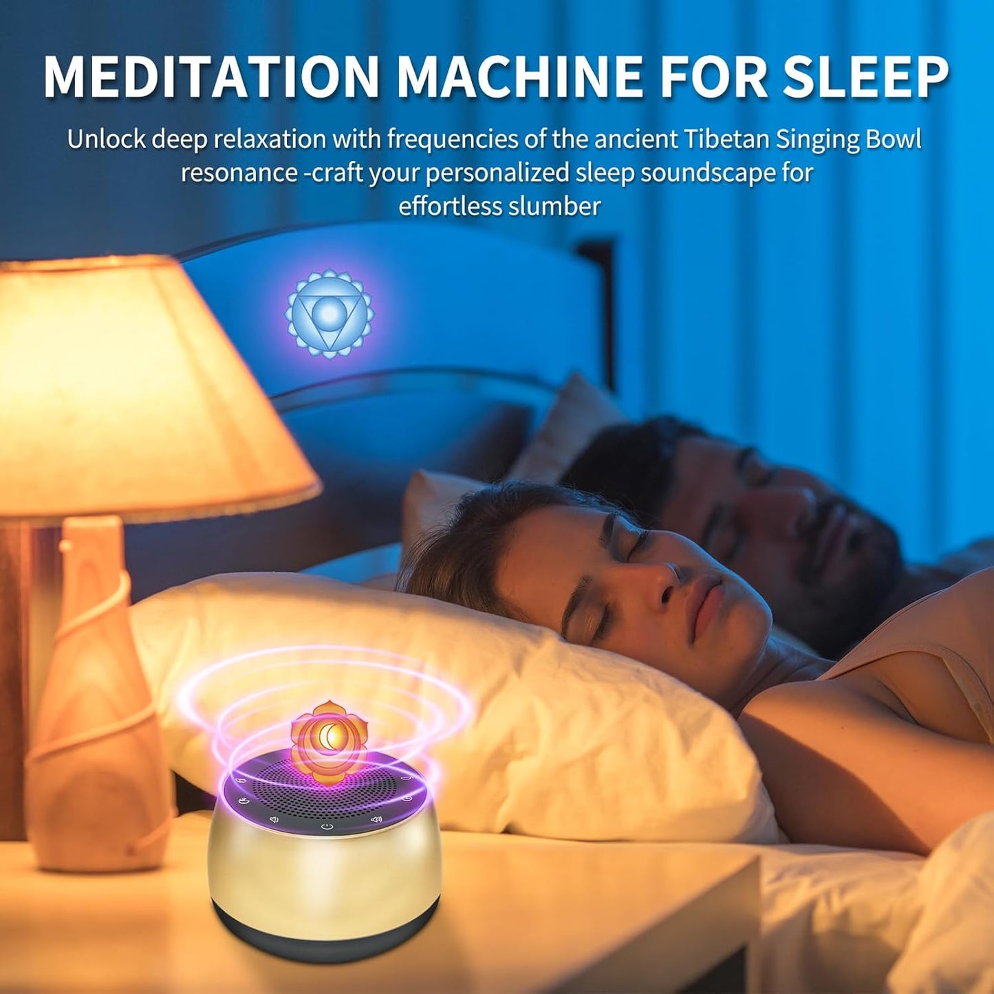 Meditation Sound Machine,Portable Electronic Singing Bowl Rifes Machine Frequency Healing,256HZ-432HZ-528HZ 9 Tones Singing Bowl Frequency Generator for Healing with 4 Level Timer and Luminous Button