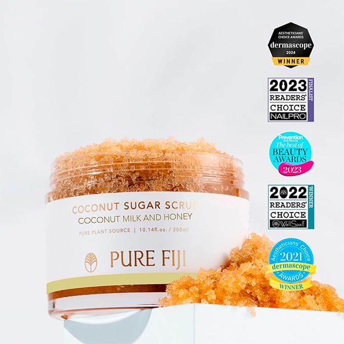 Pure Fiji Coconut Sugar Body Scrub, Coconut Milk & Honey (10.14 Oz /300ml) - Bloomnest