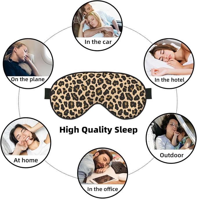 Sleep Eye Mask Brown Leopard Sleep Mask for Women Men Comfortable Eye Mask with Adjustable Strap Soft Eye Cover Blindfold for Travel Yoga Nap Shift Work - Bloomnest