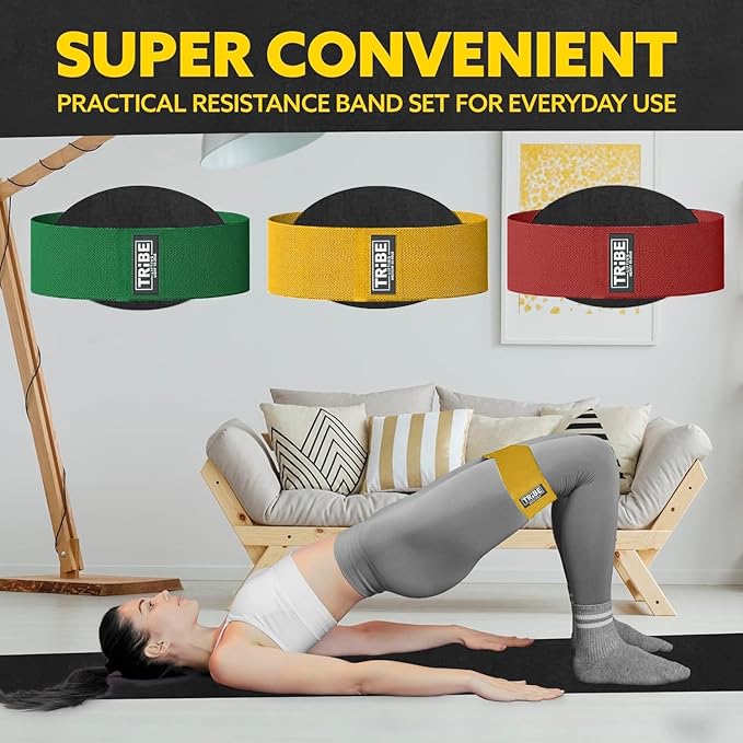 Tribe Lifting Fabric Resistance Bands for Legs - Workout Bands Resistance Bands for Men and Women - Booty Bands for Working Out - Exercise Bands Resistance Bands Set - Elastic Bands for Exercise - Bloomnest