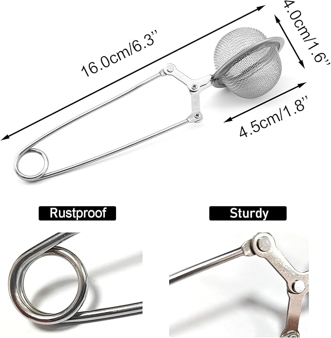 3 Pack Snap Ball Tea Strainers with Handle, Premium Stainless Steel Fine Mesh Loose Tea Ball Infusers Steepers for Herbal Spices Seasonings - Bloomnest