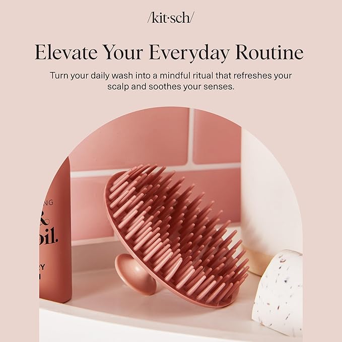 Kitsch Scalp Massager for Hair Care - Scalp Scrubber, Shampoo Brush & Exfoliator for Scalps- Hair Scrubber for Relaxing Bath - Terracotta Kitsch