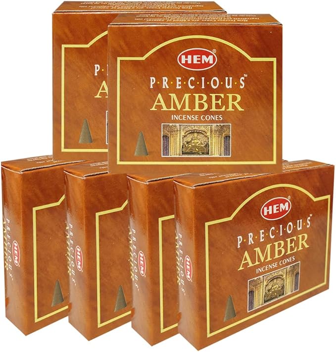 TRUMIRI Incense Cone Holder Bundle with Hem Precious Amber Incense Cones - Pack of 6 (Approx 60 Cones) TRUMIRI