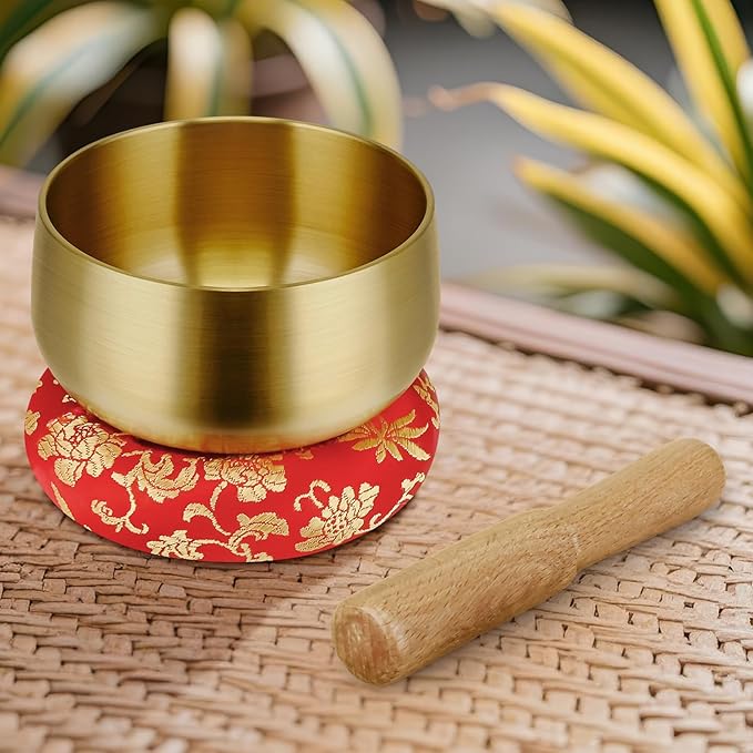 Tibetan Singing Bowl Set - 4 Inch Sound Bowls with Wooden Mallet and Cushion, Mini Meditation Bowl for Yoga, Mindfulness, Chakra Healing, Stress Relief, Bath Relaxation - Bloomnest