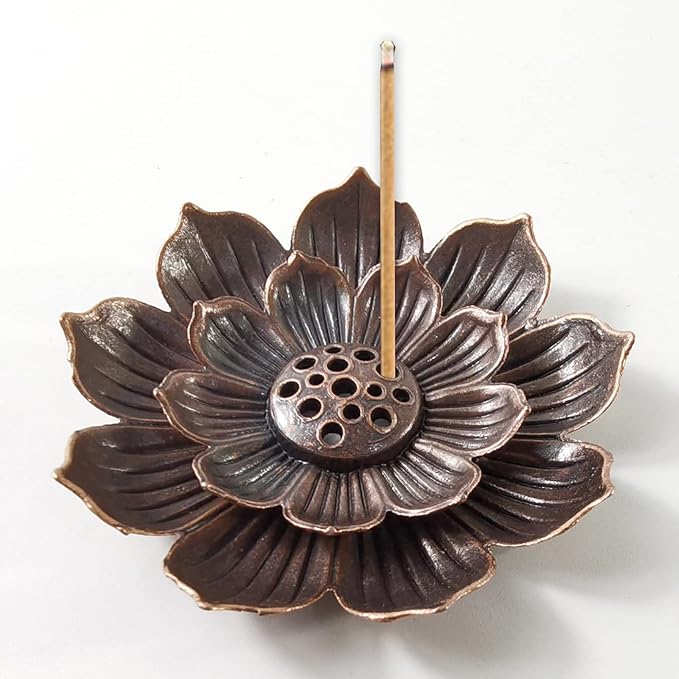 GXXMEI 8PCS Lotus Brass Stick Incense Burner Holder Incense Burner Cone Ash Catcher Home Fragrance Accessories - Bloomnest