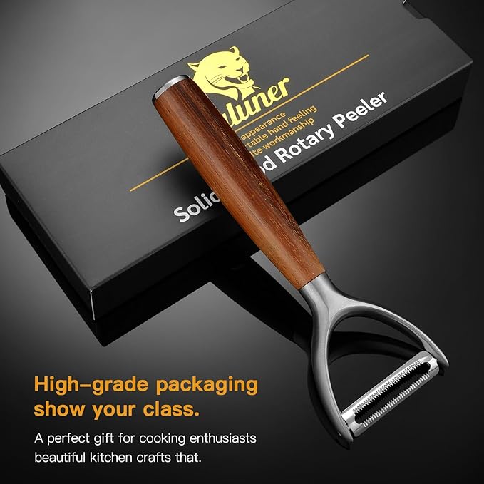 Serrated Blade Premium Y Type 304 Stainless Steel Multifunctional Kitchen Peeler Real Wood Handle Ultra Sharp Blade Vegetable Potato Apple(Boluoge) - Bloomnest