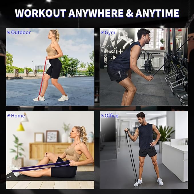 Pull Up Assistance Bands Set 5 LBS - 230 LBS, Long Resistance Bands for Pull Ups Working Out, Gym Workout Bands for Men Exercise Muscle Training and Shape Body - Carry Bag Included - Bloomnest