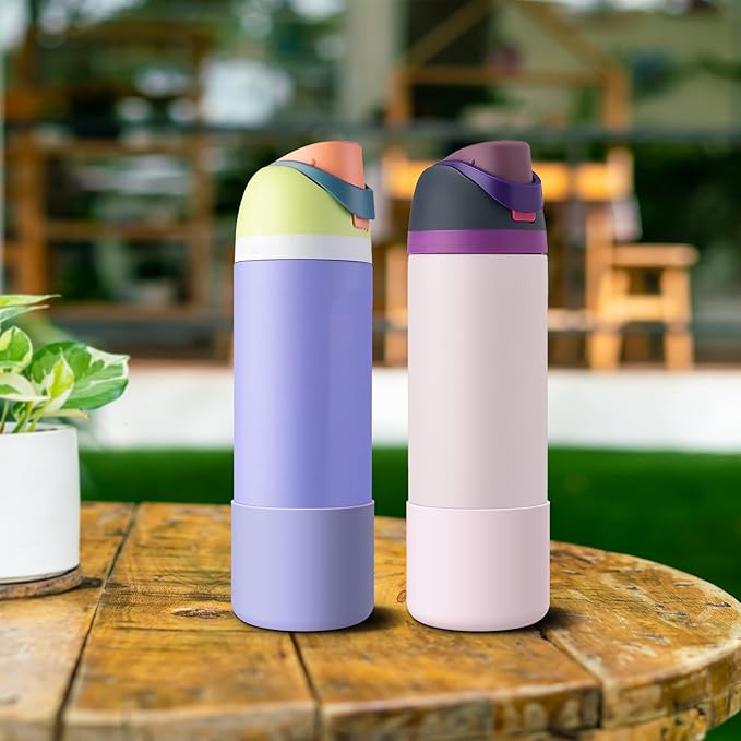 2PCS Silicone Water Bottle Boot for Owala 24oz 32oz 40oz, Anti-Slip Protective Sleeve Bottom Bumper Protector for FreeSip, Twist, and Flip Stainless Steel Water Bottles Alwenid