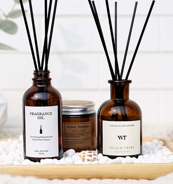 WEALD TRIBE Reed Diffuser Set for Bathroom Air Fresheners, Oil Diffuser Sticks | Sage & Sea Salt Scent 4.0 fl oz Home Fragrance with Sticks Defusers | House Bedroom Office Shelf Decor - Bloomnest