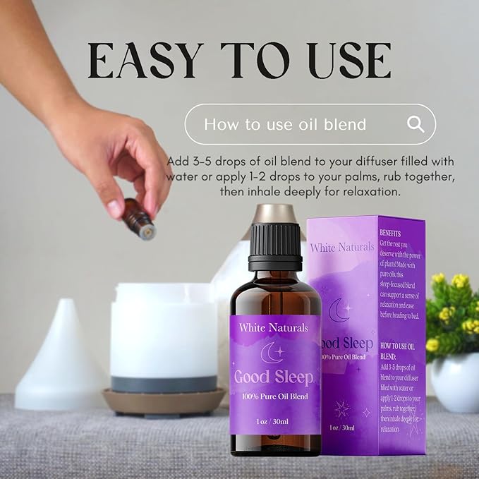 White Naturals Better Night Sleep Essential Oil Blend – Calming Aromatherapy Oil for Restful Nights & Relaxation, 100% Pure & Natural Essential Oils for Peaceful Sleep, 1oz - Bloomnest