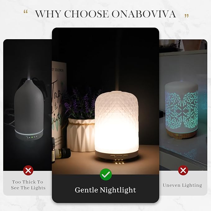 Essential Oil Diffuser – 2.4MHz Ultrasonic Aromatherapy Diffuser, Health Night Light, Timer & Auto Shut-Off, BPA-Free, 120ml Glass Oil Diffuser for Home, Office, Spa, Yoga - Bloomnest