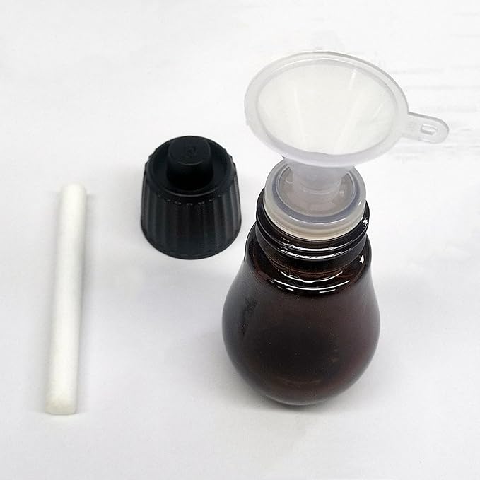 2Pcs Empty Glass Bottles for Essential Oils, 20ml Diffuser Bottle with 6 Oil Cores & Mini Funnel Fit Waterless Diffuser, Refillable Liquid Sample Vials Test Container,Great for Perfumes Aromatherapy AGEMANY