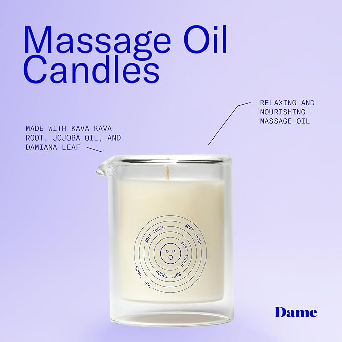 Dame Products Massage Oil Candle - Plant-Based with Kava Kava - Moisturizing and Relaxing - Soft Touch Scent - Bloomnest