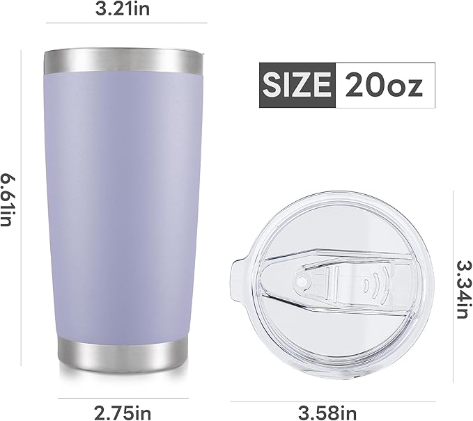 20 oz Tumbler with Lid Stainless Steel Insulated Tumblers Bulk Double Wall Vacuum Cups Powder Coated Travel Mug Keep Drinks Cold and Hot, Cosmic Lilac, 4 Pack - Bloomnest