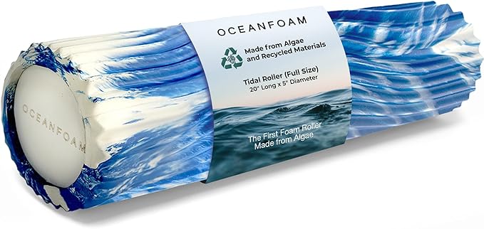 Oceanfoam Tidal Roller - Royal Marbled - Muscle Massage Foam Roller for Back Pain & Stretching - Firm and Ergonomic Wide Wave Textured - Yoga, Athletics, & Wellness - Full Size, 20" x 5" - Bloomnest
