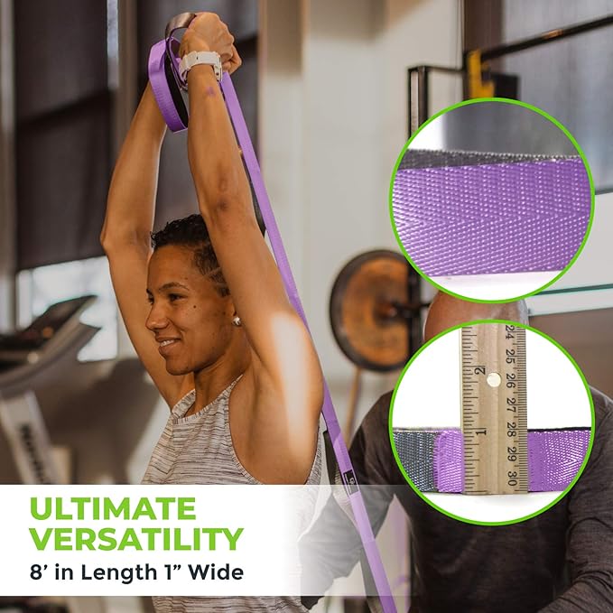 Gradient Fitness Stretching Strap for Physical Therapy, 12 Multi-Loop Stretch Strap 1" W x 8' L, Neoprene Handles, Physical Therapy Equipment, Yoga Straps for Stretching, Leg Stretcher. - Bloomnest