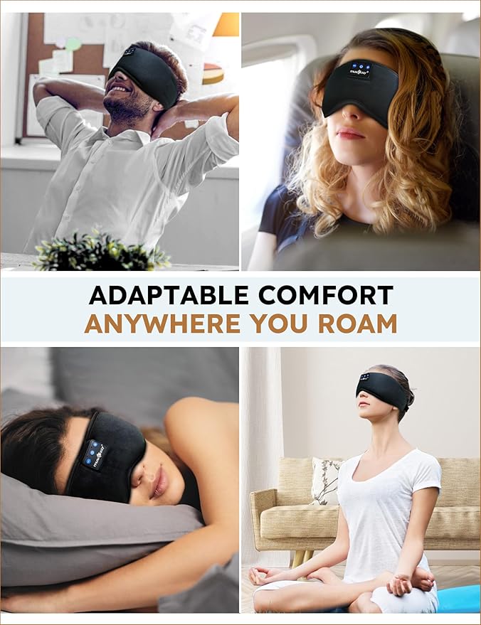 MUSICOZY Sleep Headphones Bluetooth 5.4 Headband Sleeping Eye Mask for Mom Women Men Wireless Music Earbuds Earphones for Side Sleepers Built-in HD Speakers Cool Gadgets Unique Gifts - Bloomnest