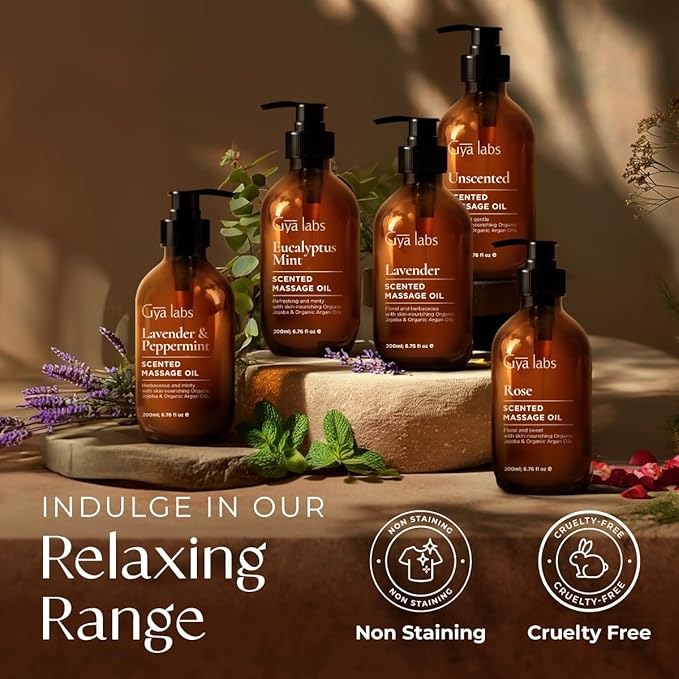 Gya Labs Eucalyptus Mint Massage Oil for Sore Muscles & Deep Relaxation - 6.76 fl oz - 100% All Natural Non-Greasy Body Massage Oil with Argan & Jojoba Oil for Men & Women - Professional & Home Use - Bloomnest