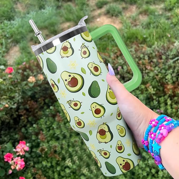 Ceovfoi 40 Oz Avocado Tumbler With Handle,Avocado Coffee Travel Mug Cup Water Bottle,Avocado Gifts for Women,Avocado Decor Stuff Accessories - Bloomnest