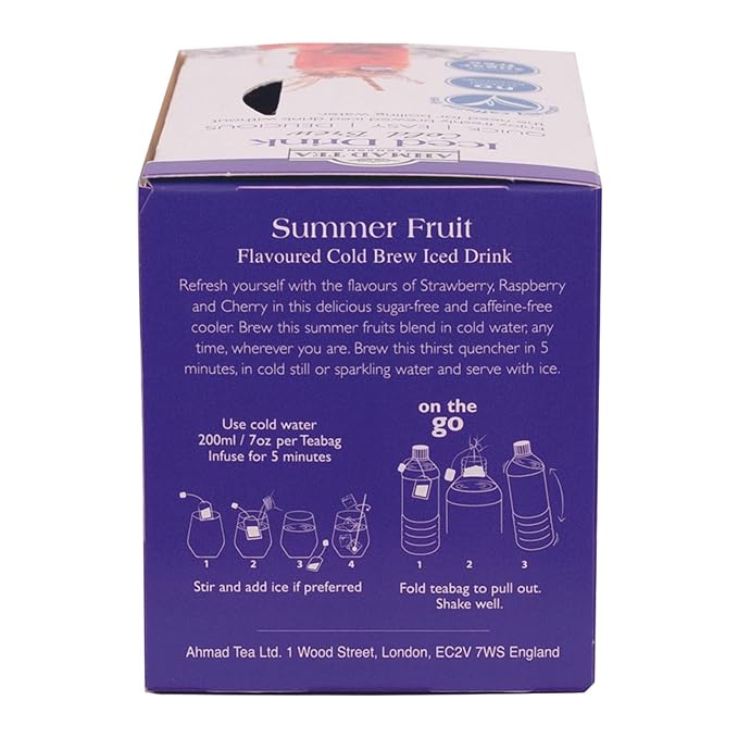 Ahmad Tea Herbal Tea, Cold Brew Summer Fruits Teabags, Iced Tea, 20 ct (Pack of 6) - Decaffeinated - Bloomnest