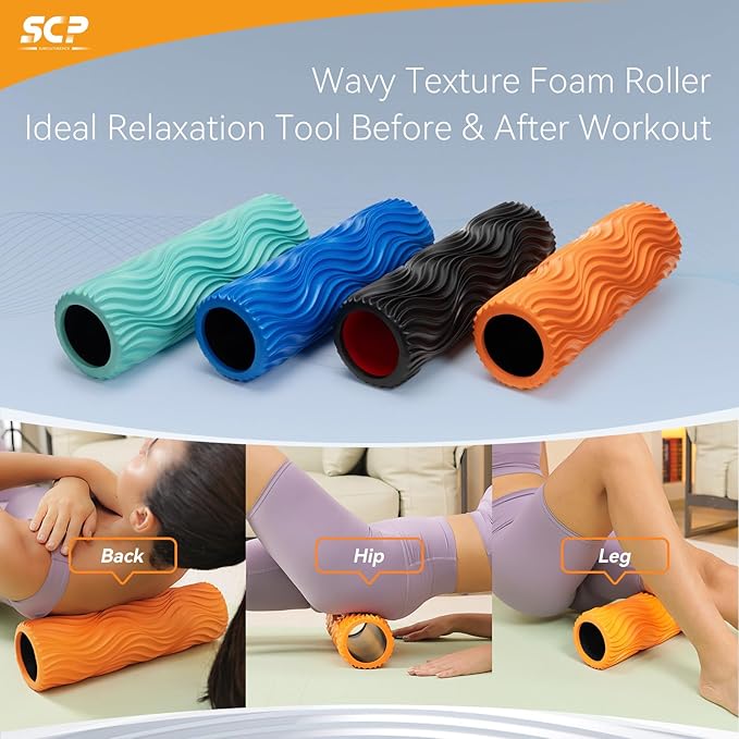 Foam Roller - Muscle Massage Roller for Back Pain & Stretching - Ergonomic Wide Wave Textured - Deep Muscle Massage Pilates Yoga, Athletics, Fitness Exercise for Whole Body - Bloomnest