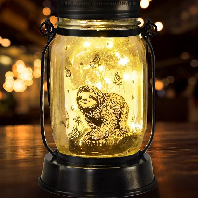 Sloth Gifts for Women/Men/Kids Sloth Animal Lovers Solar Lantern Mom Birthday, Mothers Day, Christmas Animal Gifts, Solar Garden Decoration, Yard, Patio,Backyard,Porch, Torches, Night Light Room Decor - Bloomnest