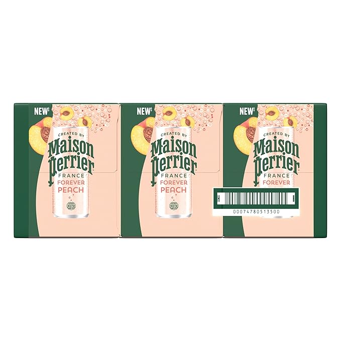 Maison Perrier Forever Peach Flavored Sparkling Water, 11.15 Fl Oz Cans, 8 Count, 3 Pack - Bloomnest