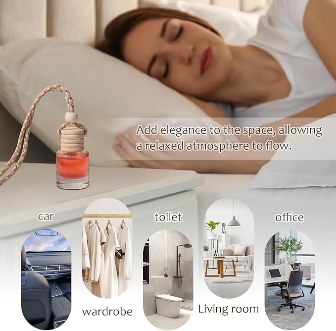 Hanging Car Air Freshener Diffuser, 60Pcs 8ml Empty Glass Essential Pendant Bottles, Automotive Oil Aromatherapy Fragrance Perfume jars - Bloomnest