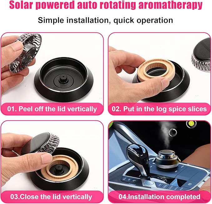 Car Air Freshener, Solar Energy Auto Rotating Diffuser with Fragrance, Aromatherapy Air Purifier for Car and Home, Vehicle Interior Scents Decor Accessories for Men Women (Black Ocean) - Bloomnest