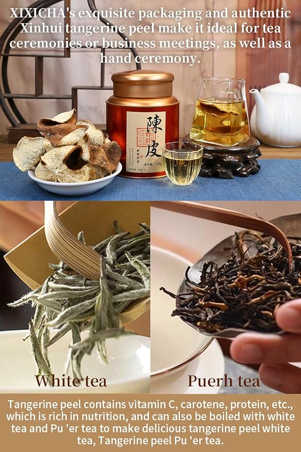 XIXICHA Dried Mandarin Peel Tangerine Peel Orange Peel 2.8oz/80g Xinhui Dried Citrus Peel Chen Pi Mandarin Peel Traditional Raw Sun Craft 新会陈皮 陈皮 陳皮 - Bloomnest