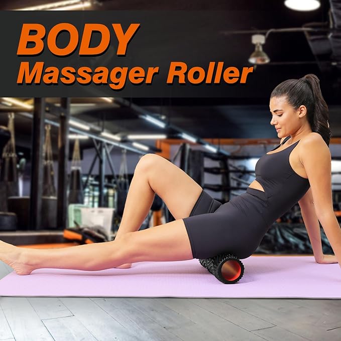 Foam Roller, 15" High Density Foam Back Roller, Wave Textured Massage Roller for Deep Muscle Massage Pilates Yoga,Fitness Exercise Roller for Whole Body Release(Black) - Bloomnest