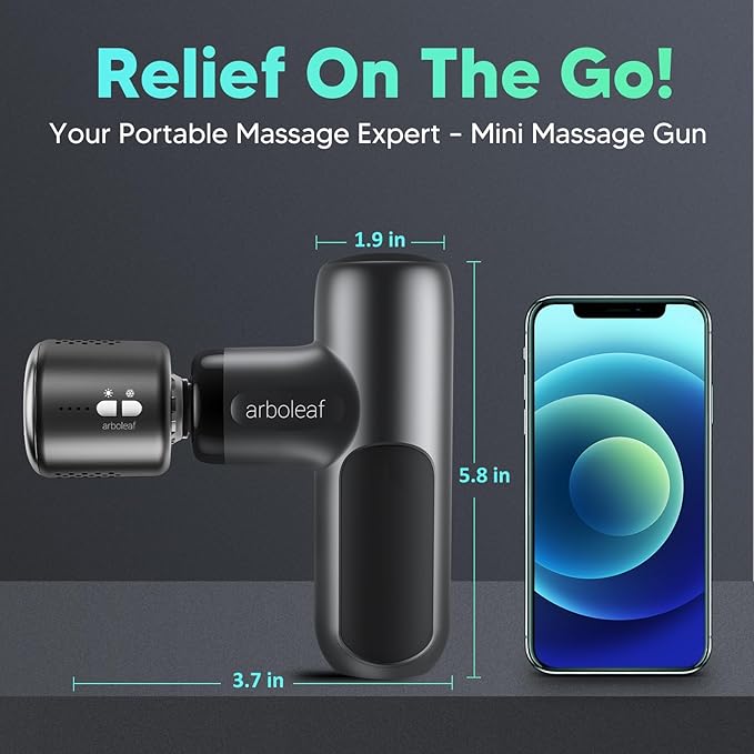arboleaf Mini Thermacool Massage Gun, Heat and Cool Muscle Massager for Back Pain Relief, Hot Cold Percussion Massage, Heated Travel Massager Handheld Quiet, Gifts for Him Her - Bloomnest