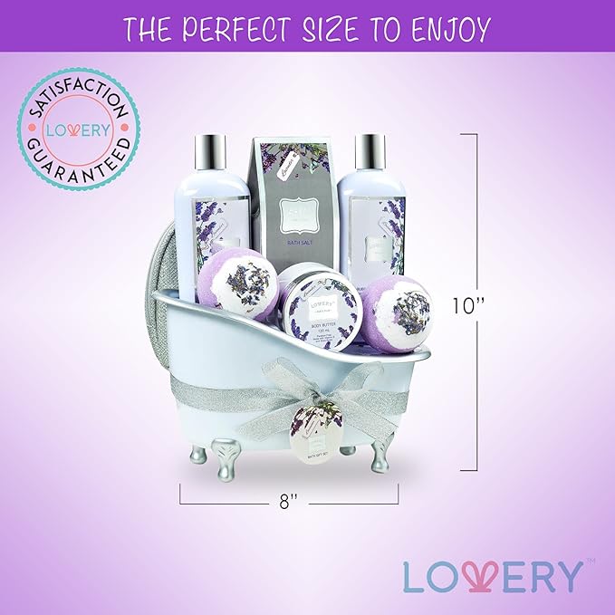 Gift Baskets for Women Bath Gift Set for Women, Bath and Body Spa Set Lavender and Jasmine with Large Bath Bombs, Salts, Shower Gel, Body Butter Lotion, Bath Oil, Bubble Bath, Loofah & More