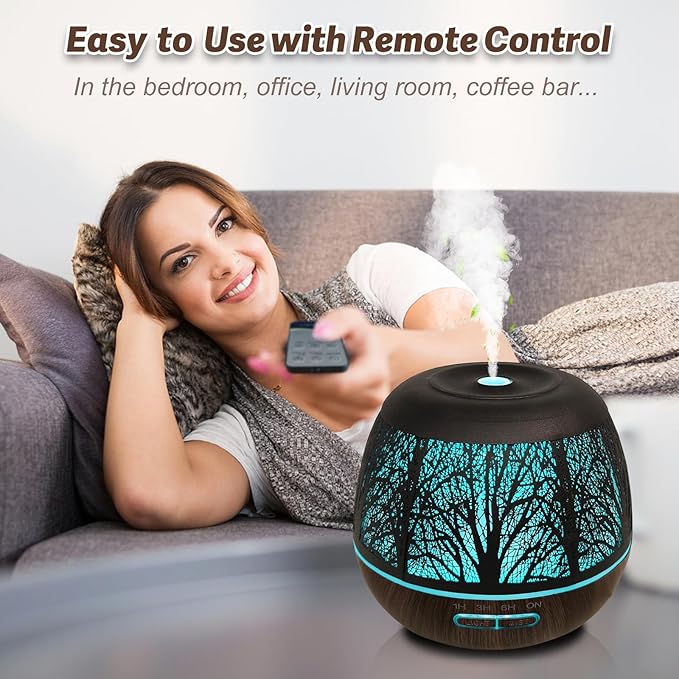 Diffusers for Essential Oils Large Room 400ml,Essential Oil Diffuser for Home with R/C,Cool Mist Humidifiers for Bedroom,7 Colors Changed & 3 Mist Mode Waterless Auto Off for Office - Bloomnest
