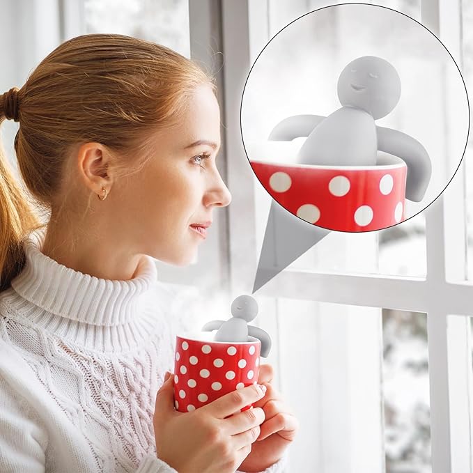 Hicarer 4 Pieces Tea Infuser for Loose Tea Cute Fine Mesh Tea Strainer Stainless Steel Tea Filter Ball Tea Diffuser Steeper for Teacups Teapots (Gray,Blue,Rose Red,Yellow) - Bloomnest
