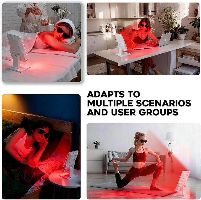 Red Light Therapy Device,Portable LED Red Infrared Light Device with 630nm, 660nm & 850nm Combination Light for Face and Body, 9 Adjustable Timer Settings, Adjustable Angle, Includes Goggles,White Bloomnest
