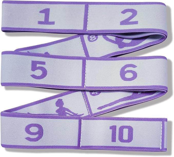 Aozora Stretch Bands for Exercise, Elastic Yoga Stretching Strap, Flex Strap 10 Loops for Physical Therapy, Pilates, Yoga, Dance & Gymnastics Exercise and Flexible Pilates Stretch Band - Bloomnest