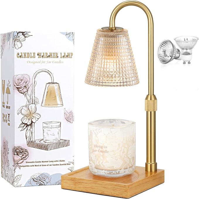 Adjustable Candle Warmer Lamp with Timer Dimmer,Birthday Gifts for Women Mom Sister,House Warming Gifts New Home Room Decor,Vintage Wax Warmer for Scented Wax Jar Candles - Bloomnest
