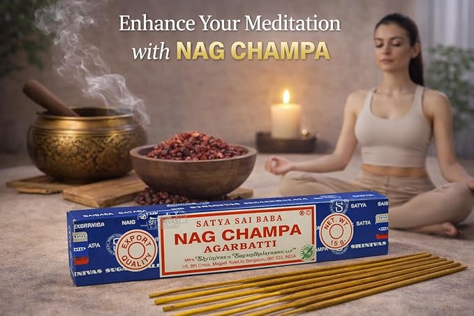 Satya Nag Champa 15grams x 3 Packs Incense Sticks with Giftbrit Incense Sticks Holder for Positivity, Meditation, Relaxation, Yoga, Healing