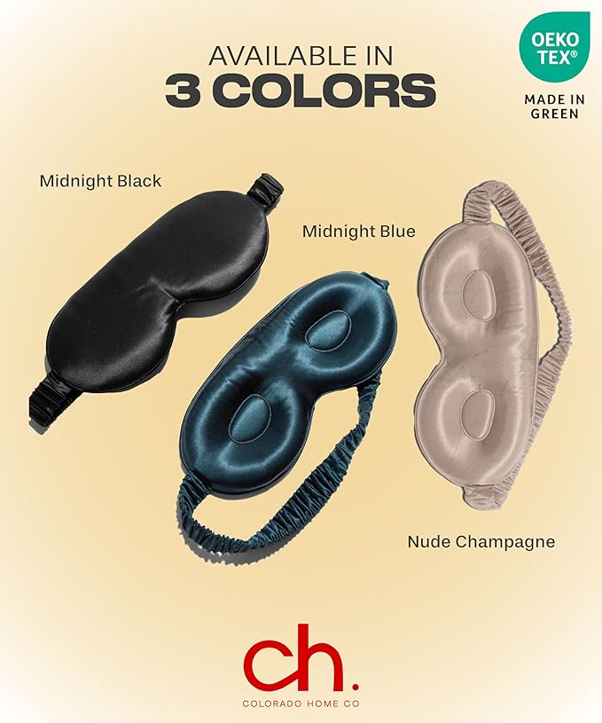 SUNDAYSILKS™ 3D Contoured Silk Sleep Mask | Padded Silk Eye Mask with Eye Cups for Lash Extensions | Blackout, Organic for Women & Men, Perfect for Travel, Slip-Free Deep Sleeping, Antifaz para Dormir - Bloomnest
