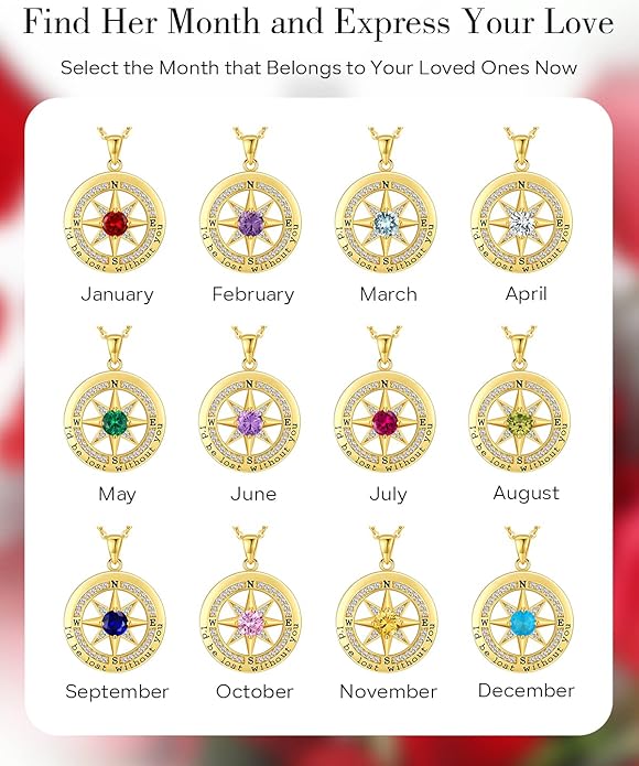 S925 Necklace Gift for Wife |Compass Jewelry |Women Anniversary |Sterling Silver |Girlfriend Birthday Gifts for Her Valentines |I'd be Lost without You |Jewel 18K Gold - Bloomnest