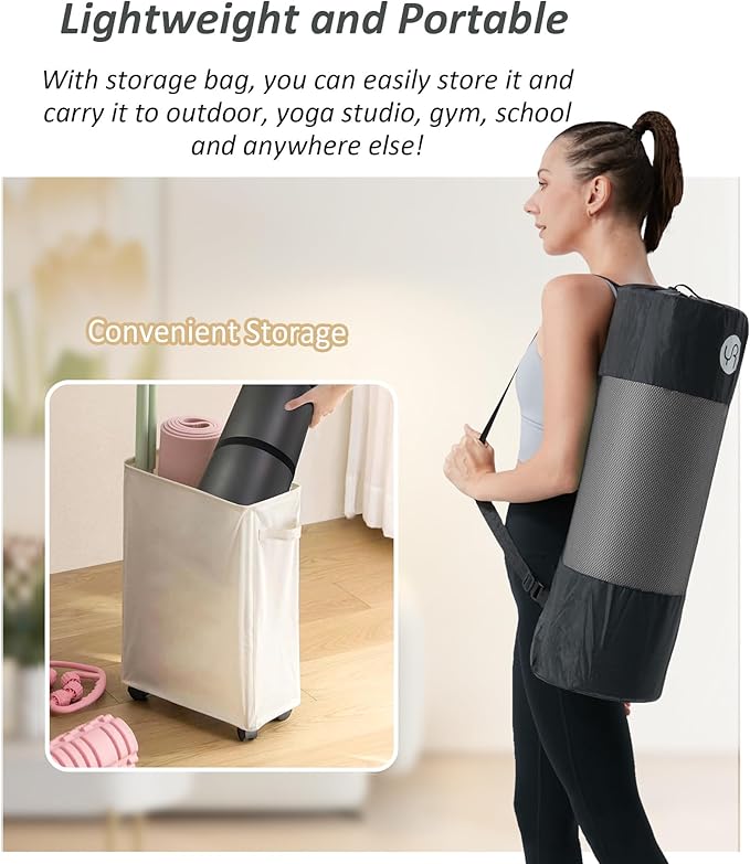 Yoga Mat Thick 1 inch Exercise Mat 76.7"x24" Workout Mats for Home Gym, Non-slip Yoga Mat for Women Men, with Carrying Yoga Bag - Bloomnest