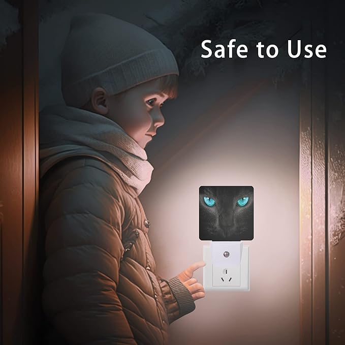 Cat Night Light,Black Cat Eye Plug-in Night Lights with Dusk-to-Dawn Sensor for Girlfriend/Boyfriend Gift Sleep Friendly lamp for Bedroom, Bathroom and Living Room,0.5W - Bloomnest